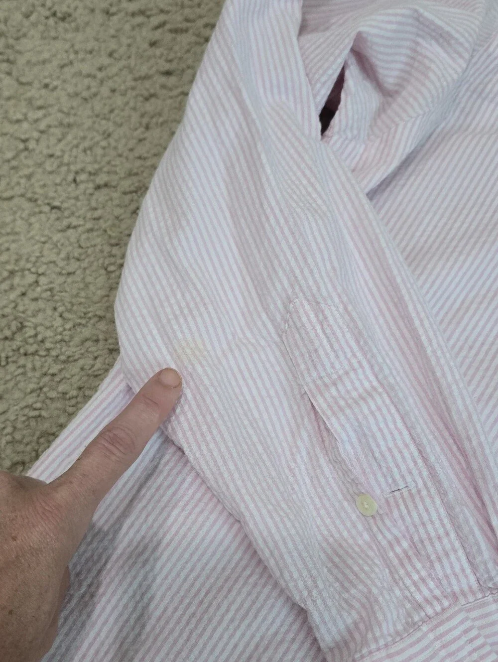 Men's Polo Ralph Lauren Shirt Long Sleeve Button Down Seersucker Size Medium